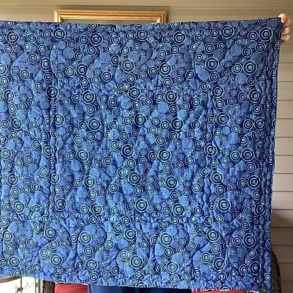 NWT Hand Crafted Turquoise Birds in Cherry Blossom Tree Quilt